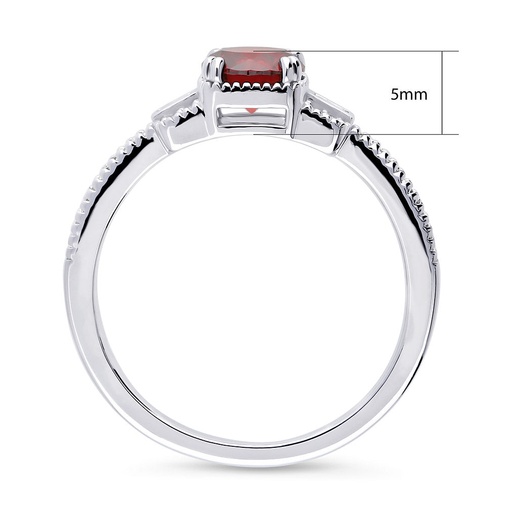 Alternate view of Art Deco Red CZ Ring in Sterling Silver, 8 of 10