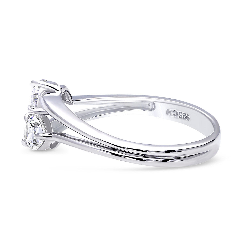 Angle view of 2-Stone CZ Split Shank Ring in Sterling Silver, 5 of 8