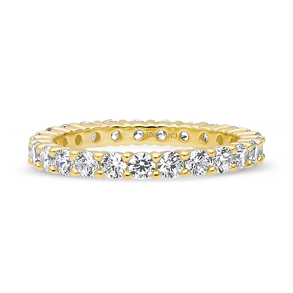 Pave CZ Eternity Ring in Gold Flashed Sterling Silver, 1 of 4