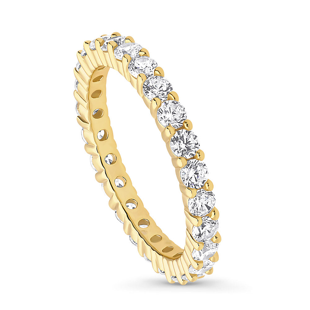 Front view of Pave CZ Eternity Ring in Gold Flashed Sterling Silver, 2 of 4