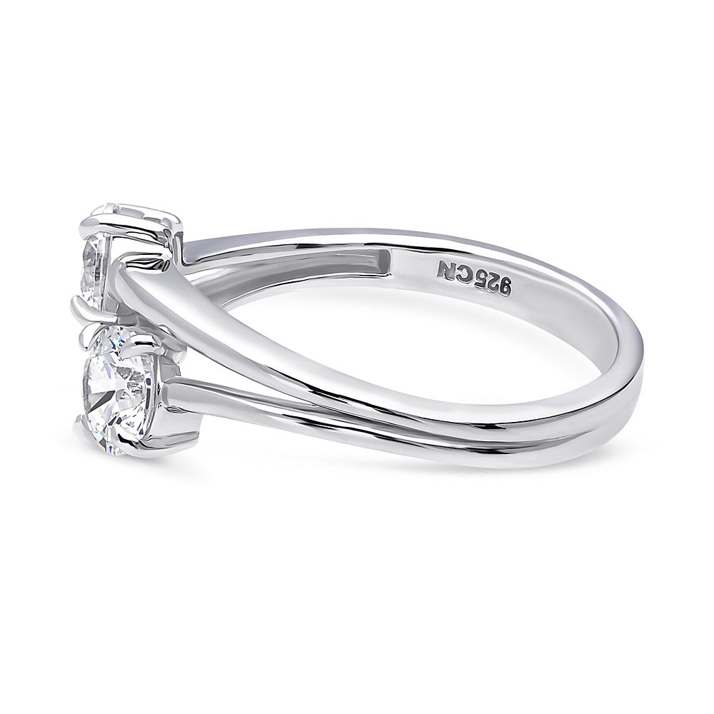 Angle view of 2-Stone CZ Split Shank Ring in Sterling Silver, 3 of 6