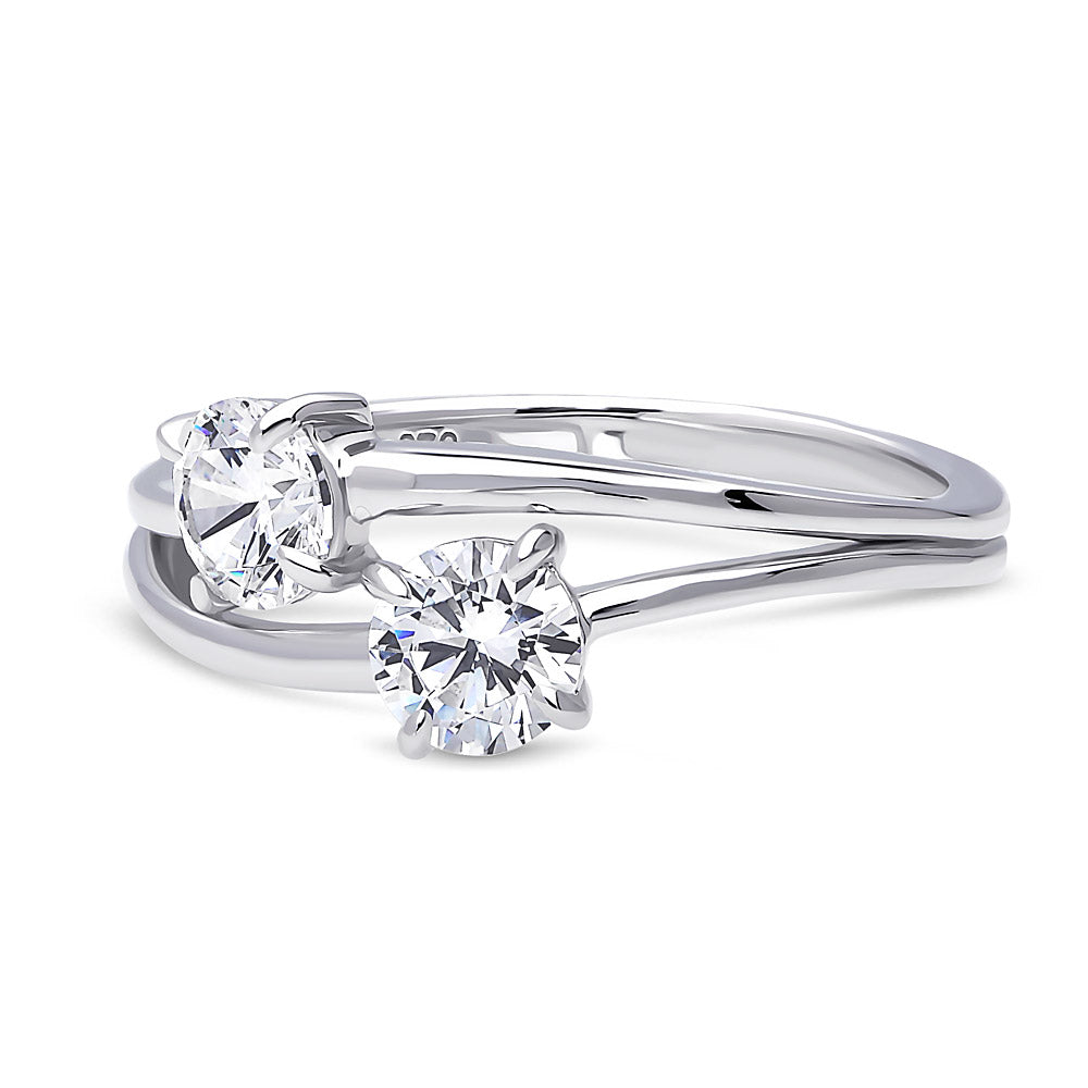 Side view of 2-Stone CZ Split Shank Ring in Sterling Silver, 5 of 6