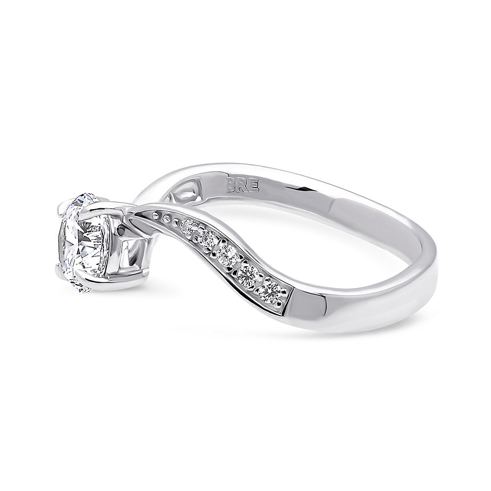 Angle view of Solitaire Woven 0.8ct CZ Ring in Sterling Silver, 3 of 5