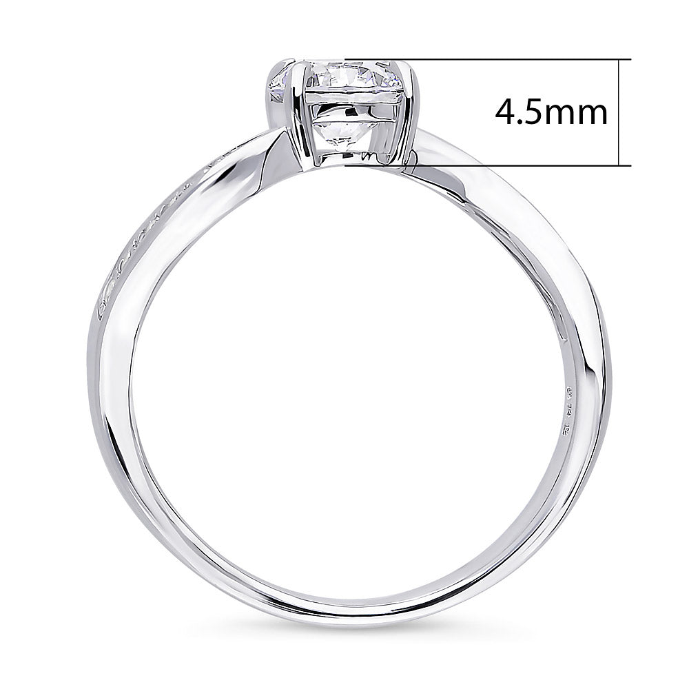 Alternate view of Solitaire Woven 0.8ct CZ Ring in Sterling Silver, 4 of 5