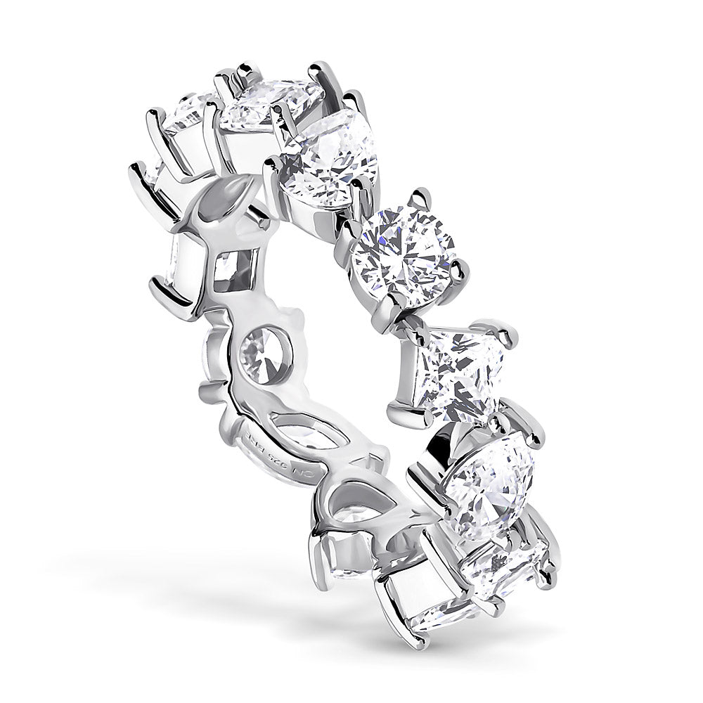 Front view of Cluster CZ Eternity Ring in Sterling Silver, 3 of 5