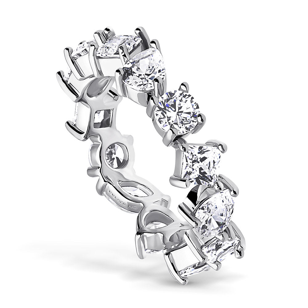 Front view of Cluster CZ Eternity Ring in Sterling Silver, 3 of 5