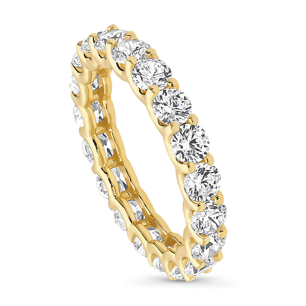 Front view of Pave CZ Eternity Ring in Gold Flashed Sterling Silver, 2 of 4