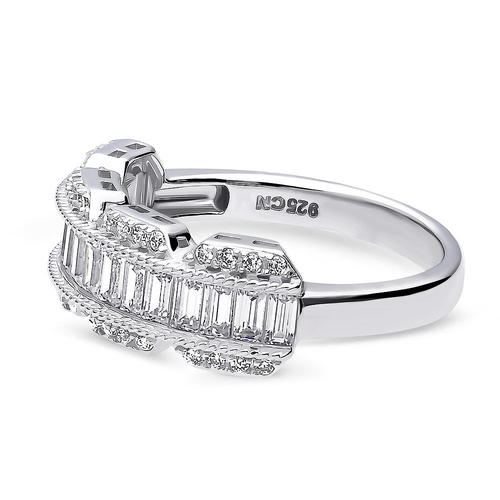 Angle view of Art Deco CZ Stackable Band in Sterling Silver, 5 of 7