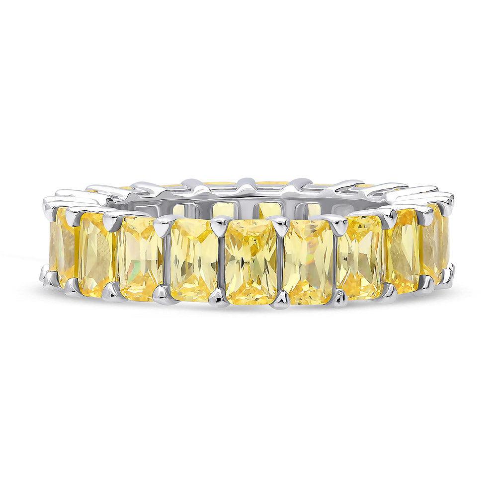 Canary Yellow CZ Stackable Large Eternity Ring in Sterling Silver, 1 of 6