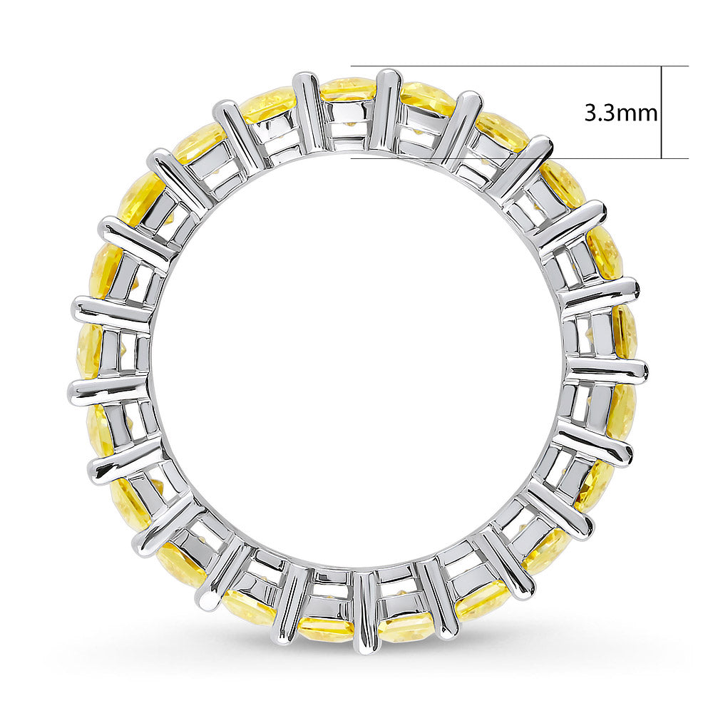 Angle view of Canary Yellow CZ Stackable Large Eternity Ring in Sterling Silver, 5 of 6