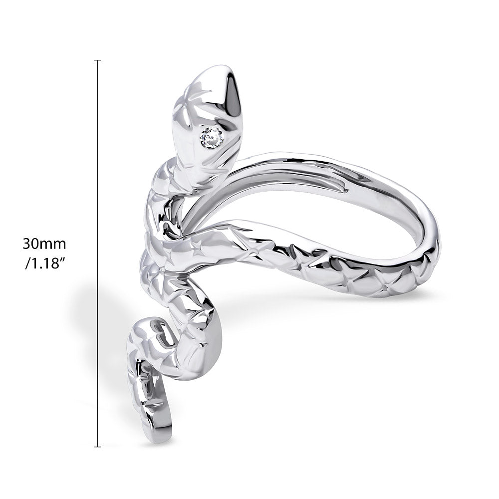 Angle view of Snake CZ Ring in Sterling Silver, 5 of 6