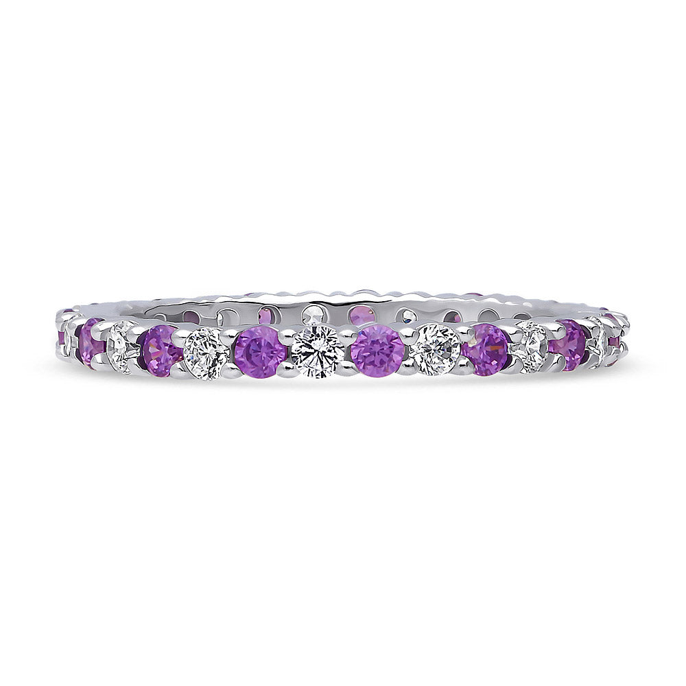 Purple Pave CZ Eternity Ring in Sterling Silver, 1 of 5