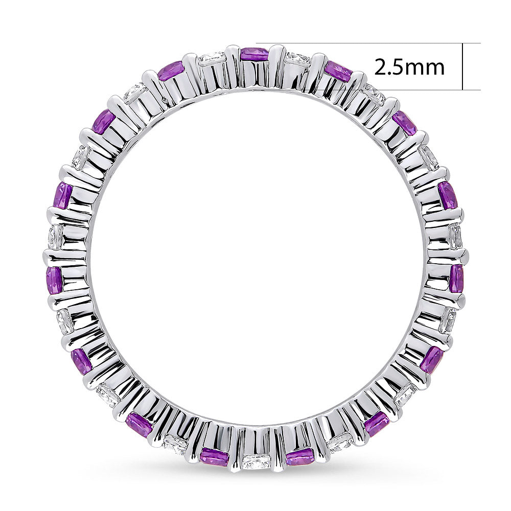 Angle view of Purple Pave CZ Eternity Ring in Sterling Silver, 4 of 5