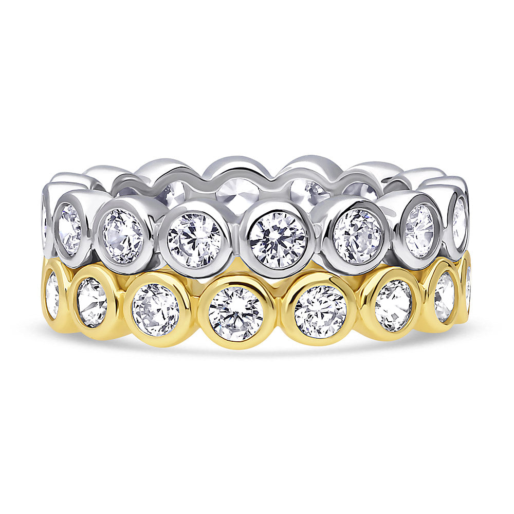 Bubble Bezel CZ Eternity Ring Set in Sterling Silver, 1 of 12