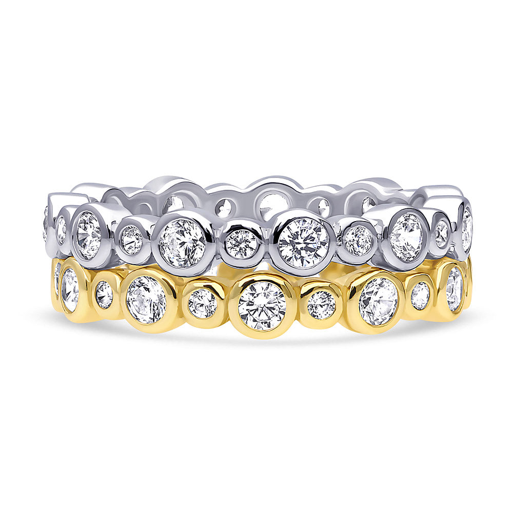 Bubble Bezel CZ Eternity Ring Set in Sterling Silver, 1 of 9