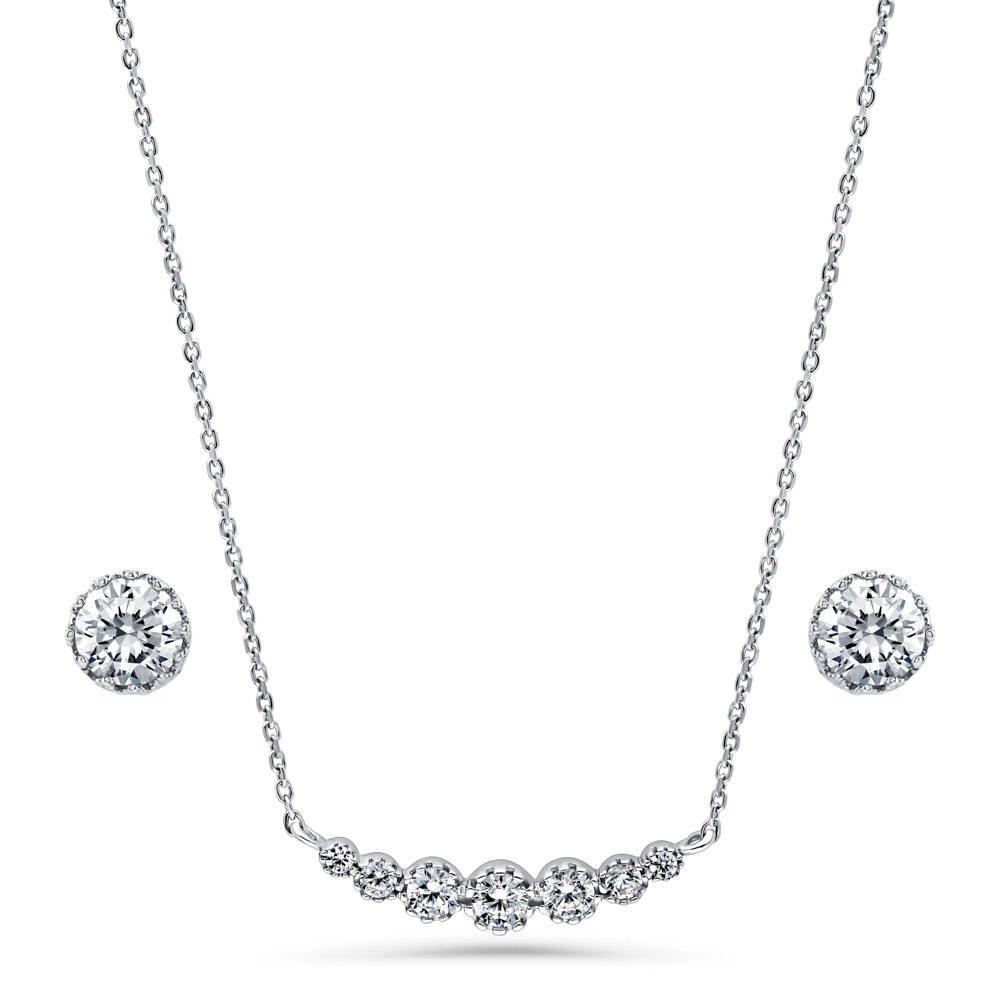 Graduated Solitaire Crown Set CZ Set in Sterling Silver, 3 of 14