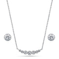 Graduated Solitaire Crown Set CZ Set in Sterling Silver, Rhodium Plated