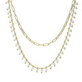 Paperclip Imitation Pearl Link Chain Necklace, 2 Piece, Yellow Gold Flashed