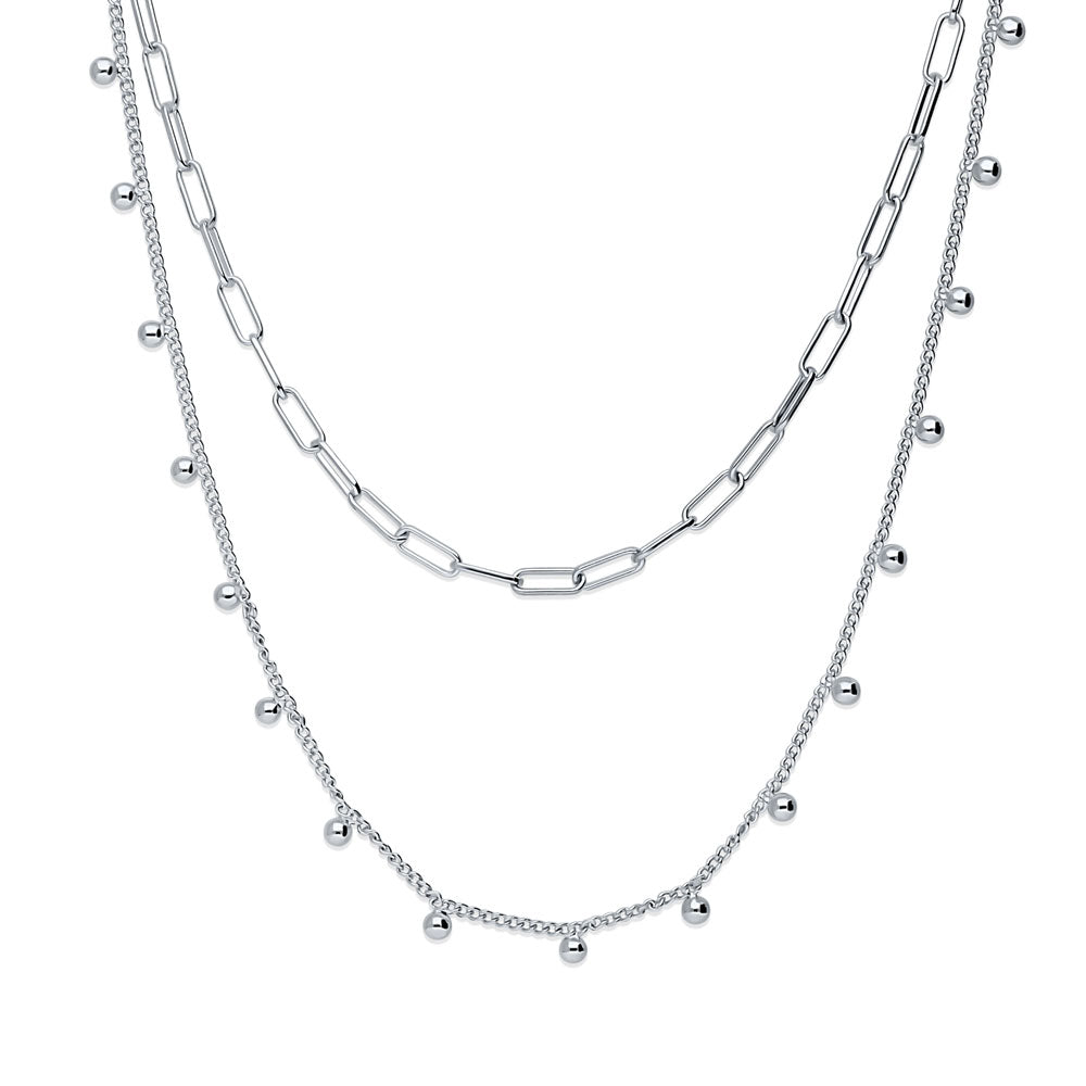 Bead Paperclip Link Chain Necklace, 2 Piece, 5 of 20