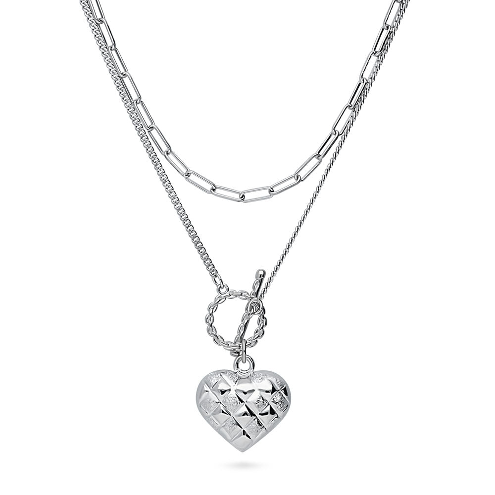 Heart Paperclip Chain Necklace, 2 Piece, 1 of 18