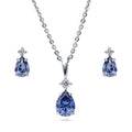 Solitaire Pear Cut Set in Sterling Silver, Tanzanite Color