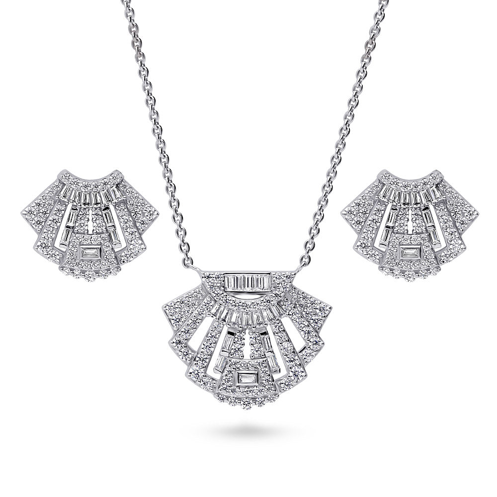 Vintage Inspired Art Deco CZ Set in Sterling Silver, 1 of 11