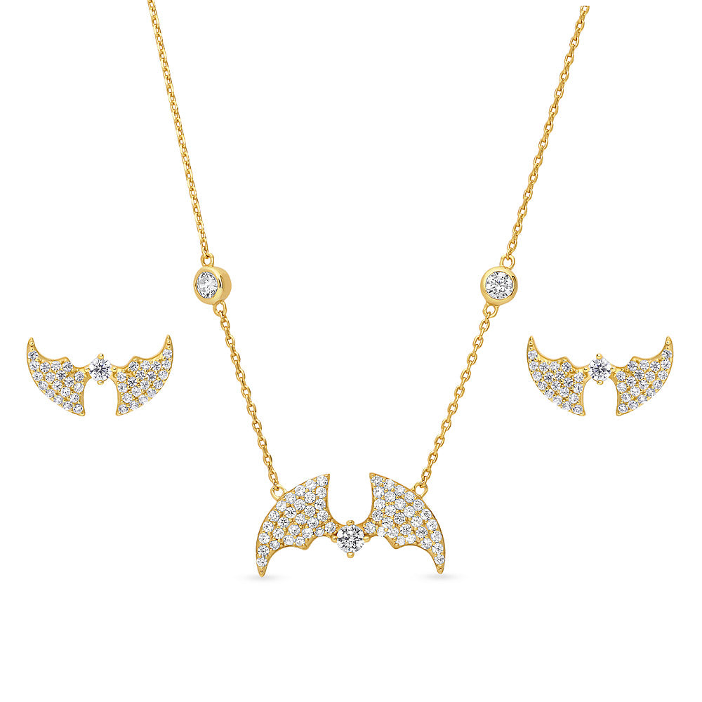 Bat CZ Set in Gold Flashed Sterling Silver, 1 of 9