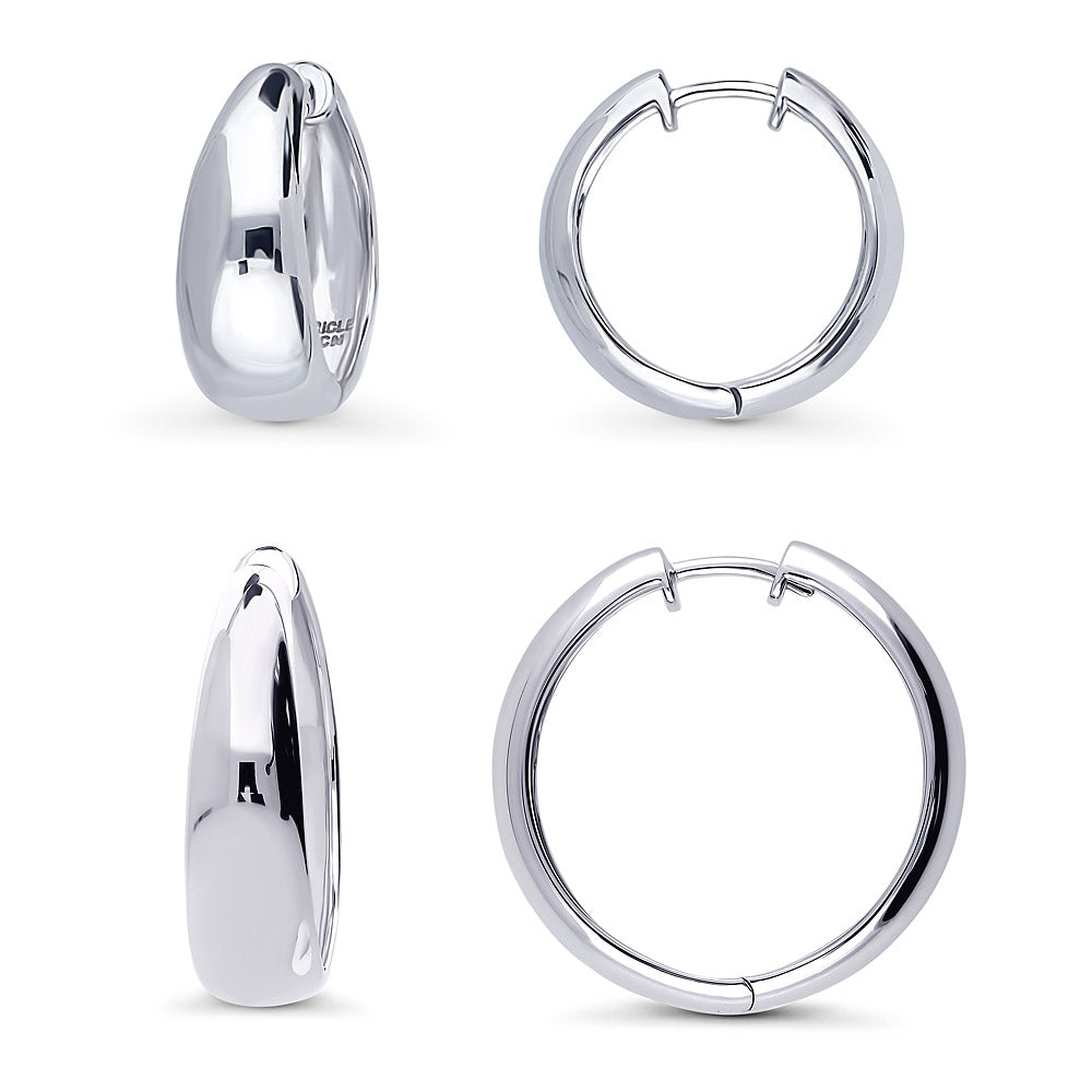 Dome Hoop Earrings in Sterling Silver, 2 Pairs, 1 of 16