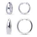 Dome Hoop Earrings in Sterling Silver, 2 Pairs, Rhodium Plated