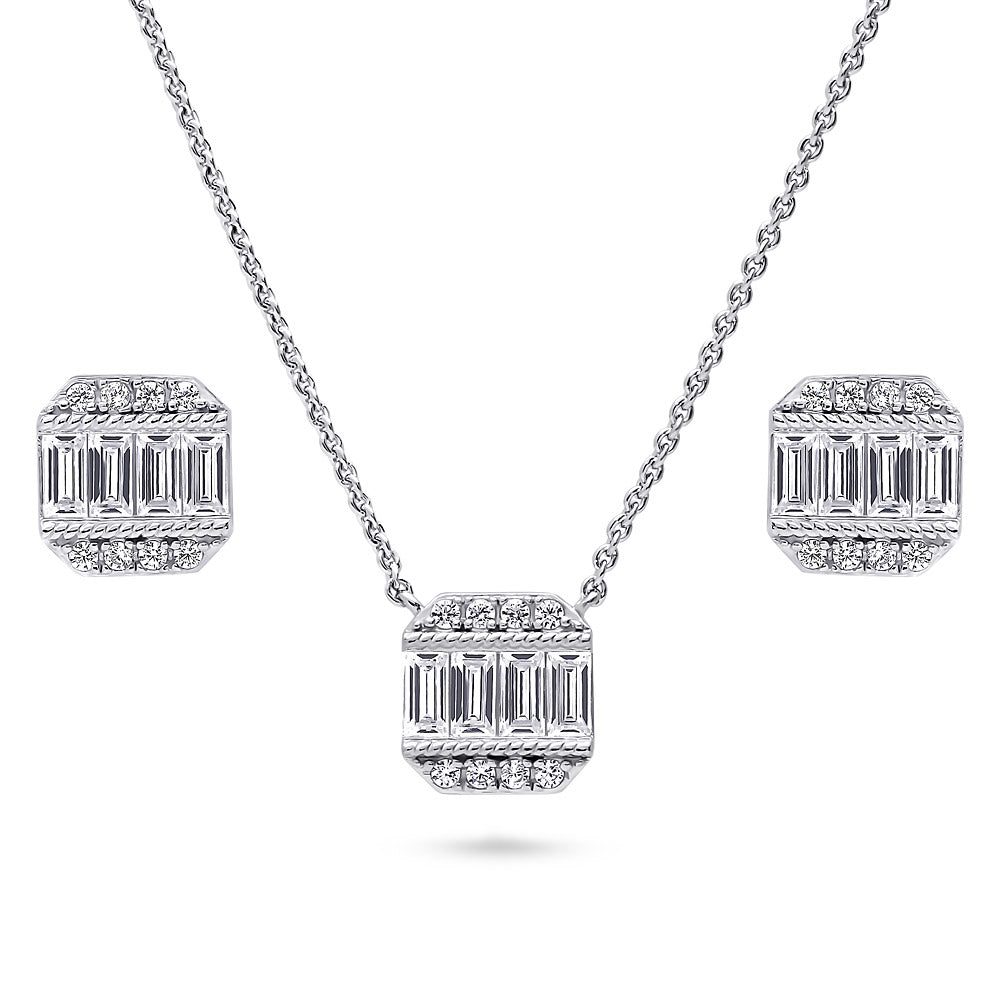 Vintage Inspired Art Deco CZ Set in Sterling Silver, 1 of 8