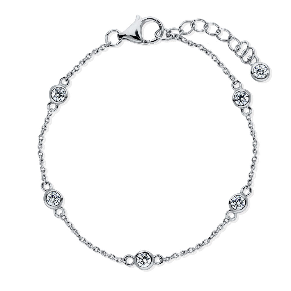 CZ by the Yard Station Anklet in Sterling Silver, 1 of 3