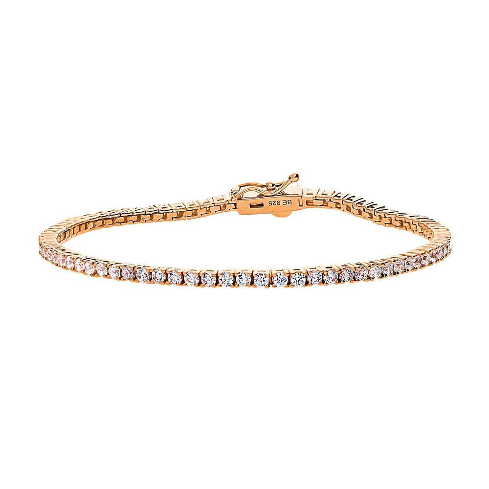 CZ Tennis Bracelet in Rose Gold Flashed Sterling Silver, 1 of 4