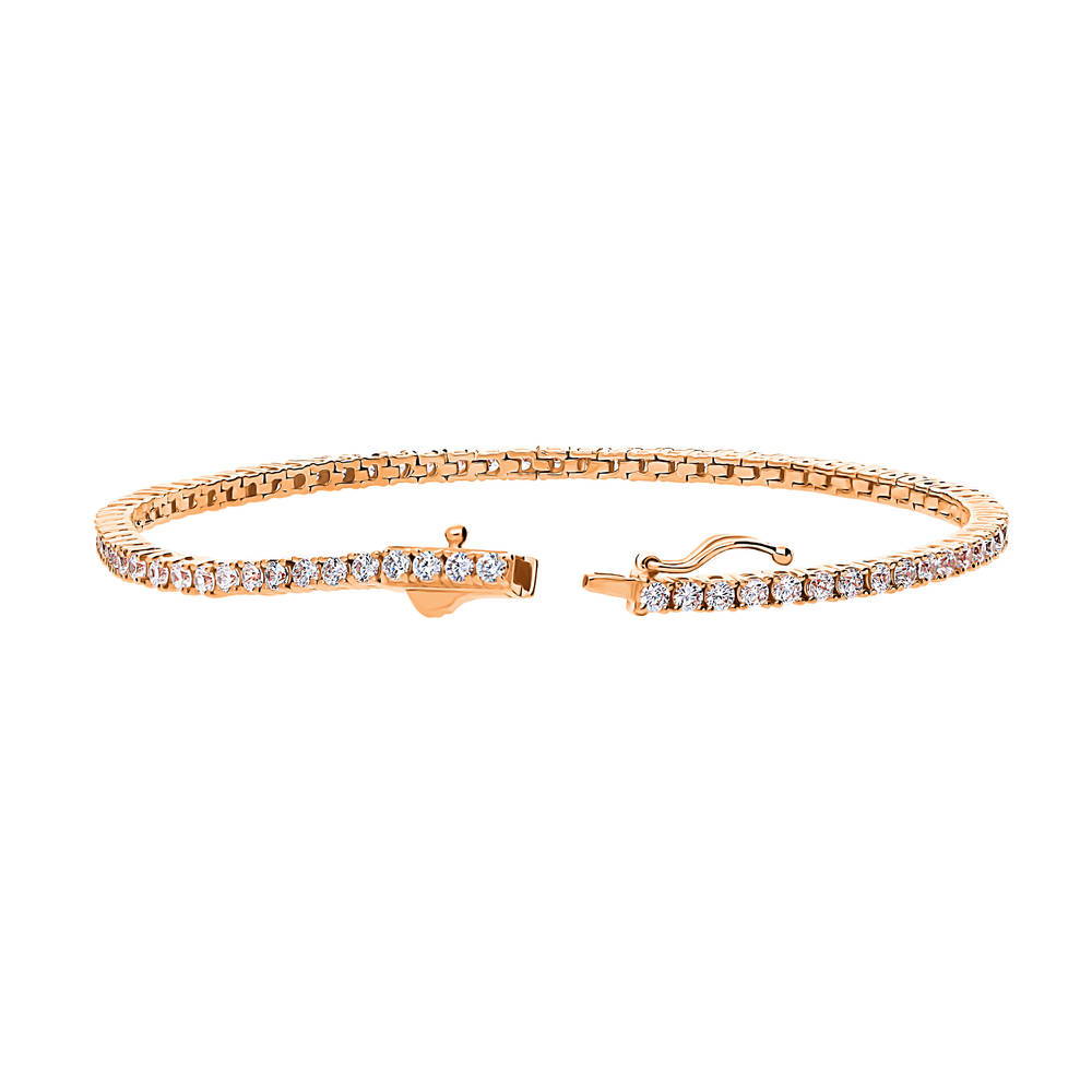 Front view of CZ Tennis Bracelet in Rose Gold Flashed Sterling Silver, 2 of 4