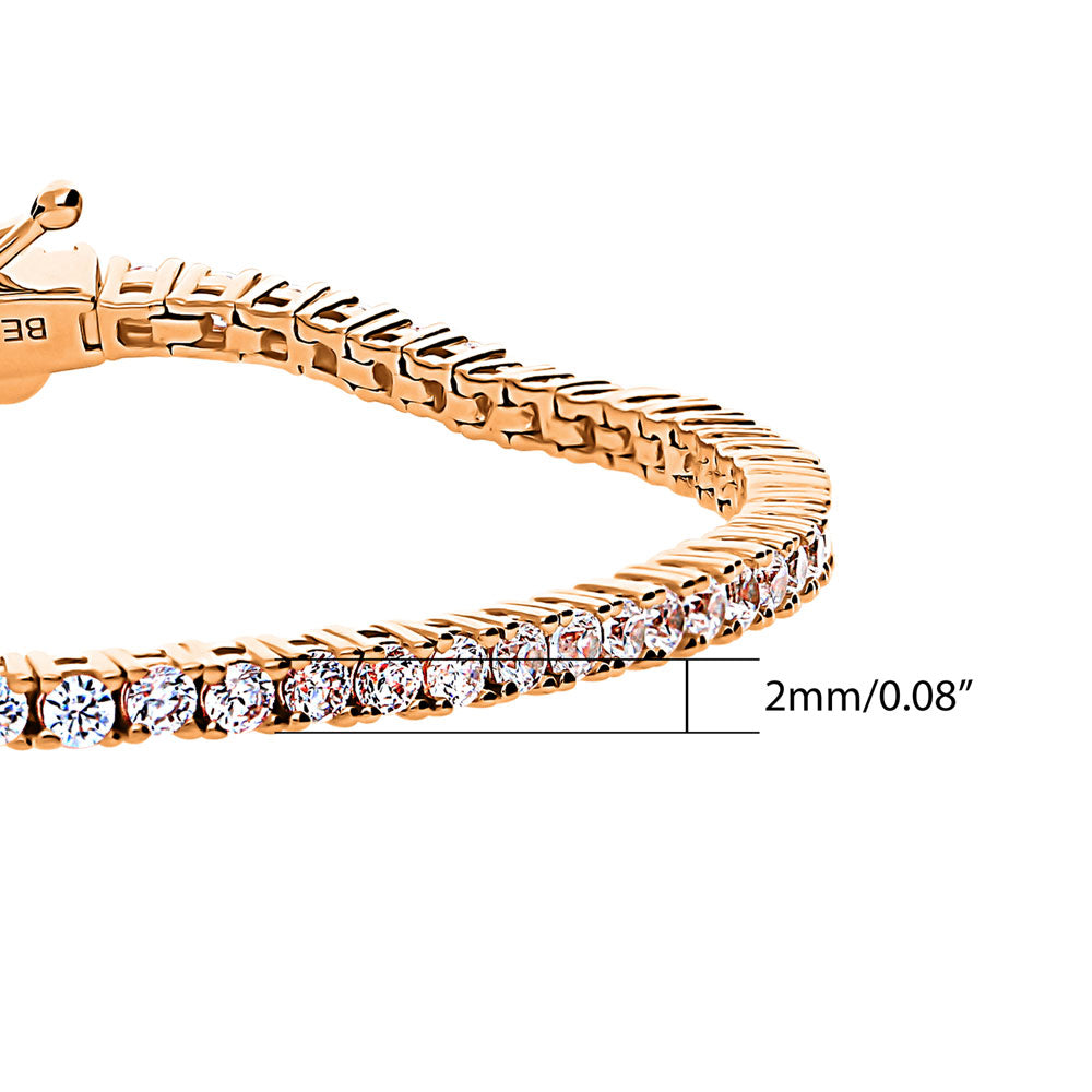 Angle view of CZ Tennis Bracelet in Rose Gold Flashed Sterling Silver, 3 of 4