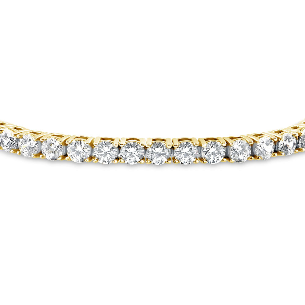 Gold Flashed Sterling Silver CZ Statement Tennis Bracelet #B353-02