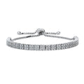 Bar CZ Tennis Bracelet in Sterling Silver 4-9 inch, Clear Color