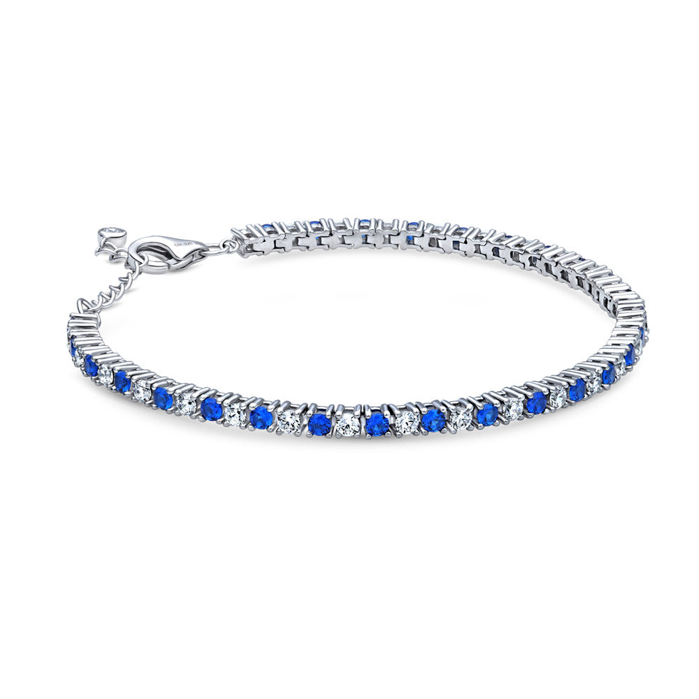 925 Sterling Silver Prong Set Brilliant Round Blue hotsell Sim Sapphire Tennis Handmade Dainty September Anniversary Birthday Bracelet 8.5-inch Long