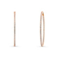 CZ Large Inside-Out Hoop Earrings in Sterling Silver 2.2 inch, Rose Gold Flashed