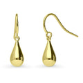 Teardrop Fish Hook Earrings in Sterling Silver, Yellow Gold Flashed