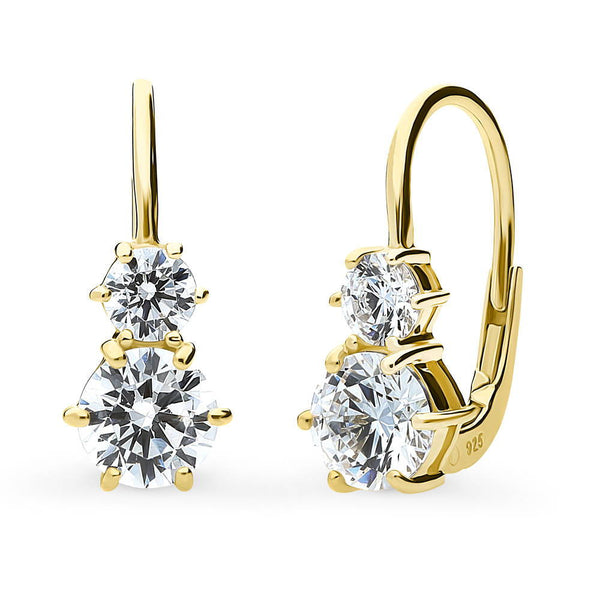 Berricle Gold Flashed Sterling Silver Cubic Zirconia CZ Fashion Leverback Dangle Drop Earrings
