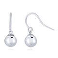 Bead Fish Hook Earrings in Sterling Silver, Rhodium Plated