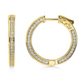 Front view of Bar CZ Medium Inside-Out Hoop Earrings in Sterling Silver 0.75 inch, Yellow Gold Flashed