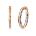 Bar CZ Medium Inside-Out Hoop Earrings in Sterling Silver 0.75 inch, Rose Gold Flashed