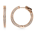 Front view of Bar CZ Medium Inside-Out Hoop Earrings in Sterling Silver 0.75 inch, Rose Gold Flashed