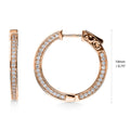 Angle view of Bar CZ Medium Inside-Out Hoop Earrings in Sterling Silver 0.75 inch, Rose Gold Flashed