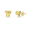 Love Knot Stud Earrings in Sterling Silver, Yellow Gold Flashed