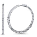 CZ Large Inside-Out Hoop Earrings in Sterling Silver 1.8 inch, Rhodium Plated