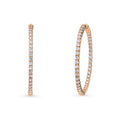 CZ Large Inside-Out Hoop Earrings in Sterling Silver 1.8 inch, Rose Gold Flashed