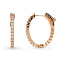 Front view of Oval CZ Medium Inside-Out Hoop Earrings in Sterling Silver 0.84 inch, Rose Gold Flashed