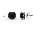 Front view of Square CZ Necklace and Earrings in Sterling Silver, Black Color